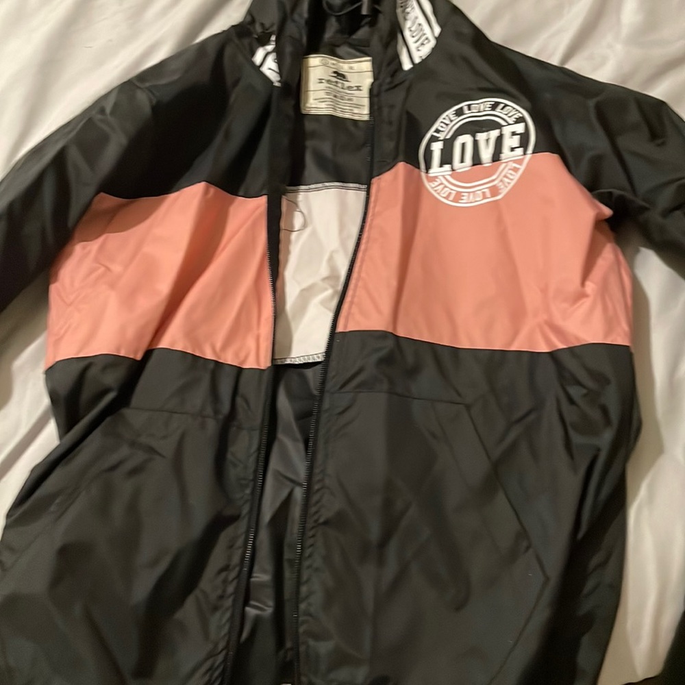 Pink black Love sweater Size Small I wore this a lot it was my favorite